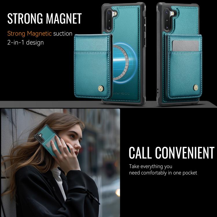 For Samsung Galaxy Note10+ JEEHOOD J06 British Style RFID MagSafe Card Bag PU Phone Case