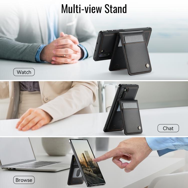 For Samsung Galaxy Note10+ JEEHOOD J06 British Style RFID MagSafe Card Bag PU Phone Case