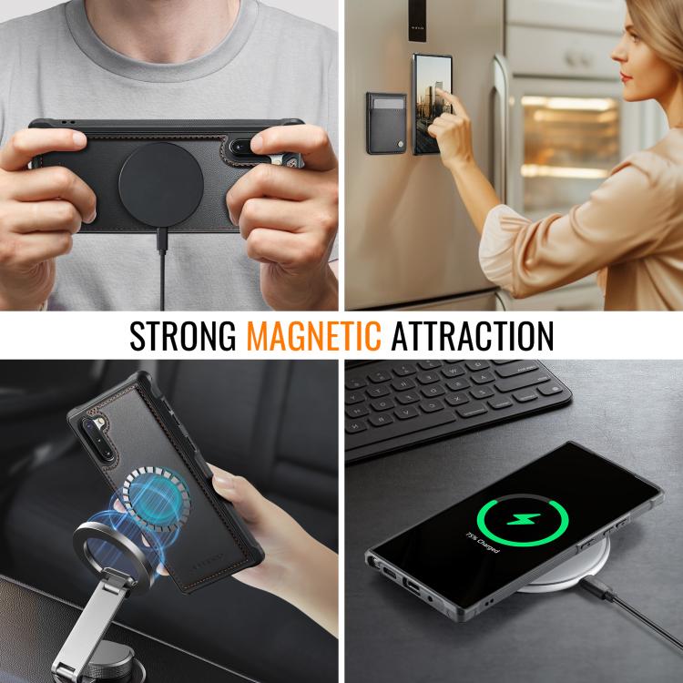 For Samsung Galaxy Note10+ JEEHOOD J06 British Style RFID MagSafe Card Bag PU Phone Case