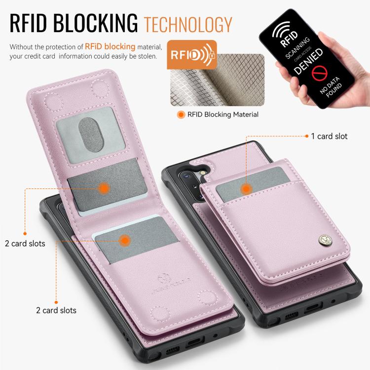 For Samsung Galaxy Note10+ JEEHOOD J06 British Style RFID MagSafe Card Bag PU Phone Case