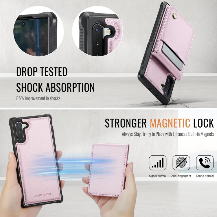 For Samsung Galaxy Note10+ JEEHOOD J06 British Style RFID MagSafe Card Bag PU Phone Case