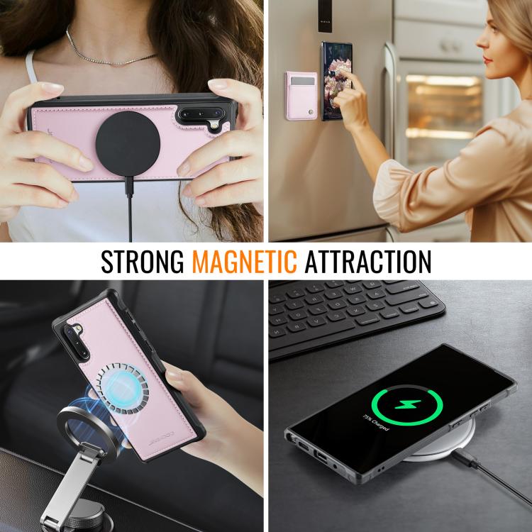 For Samsung Galaxy Note10+ JEEHOOD J06 British Style RFID MagSafe Card Bag PU Phone Case