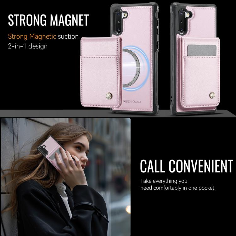 For Samsung Galaxy Note10+ JEEHOOD J06 British Style RFID MagSafe Card Bag PU Phone Case