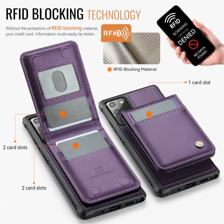 For Samsung Galaxy Note20 JEEHOOD J06 British Style RFID MagSafe Card Bag PU Phone Case