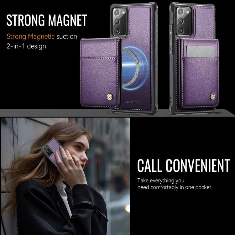 For Samsung Galaxy Note20 JEEHOOD J06 British Style RFID MagSafe Card Bag PU Phone Case