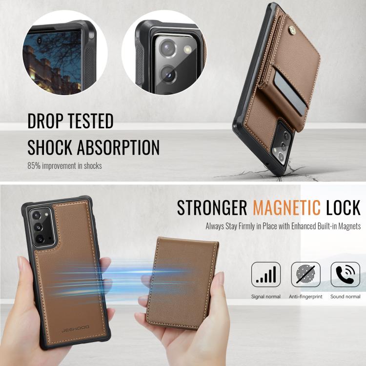 For Samsung Galaxy Note20 JEEHOOD J06 British Style RFID MagSafe Card Bag PU Phone Case