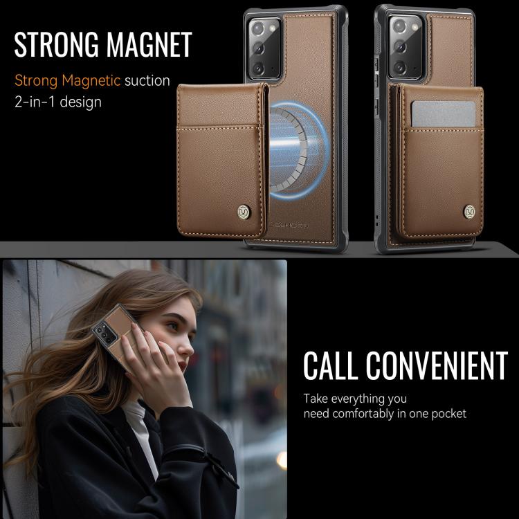 For Samsung Galaxy Note20 JEEHOOD J06 British Style RFID MagSafe Card Bag PU Phone Case