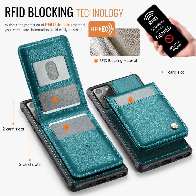 For Samsung Galaxy Note20 JEEHOOD J06 British Style RFID MagSafe Card Bag PU Phone Case