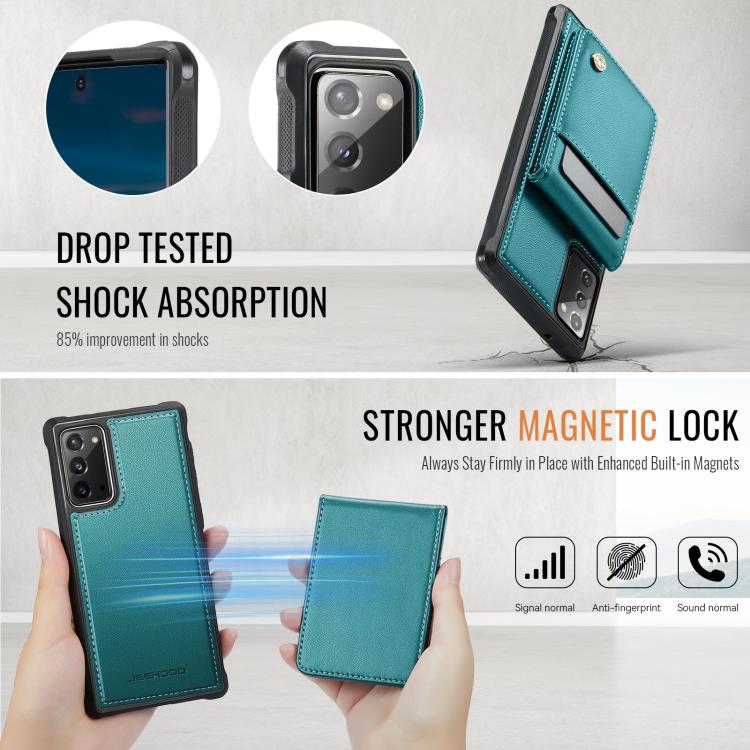 For Samsung Galaxy Note20 JEEHOOD J06 British Style RFID MagSafe Card Bag PU Phone Case