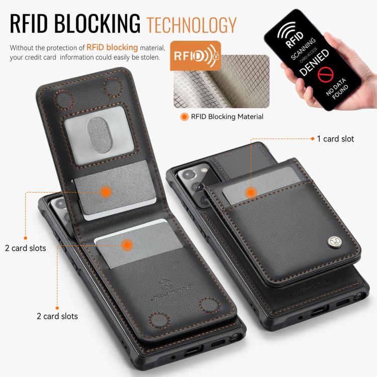 For Samsung Galaxy Note20 JEEHOOD J06 British Style RFID MagSafe Card Bag PU Phone Case