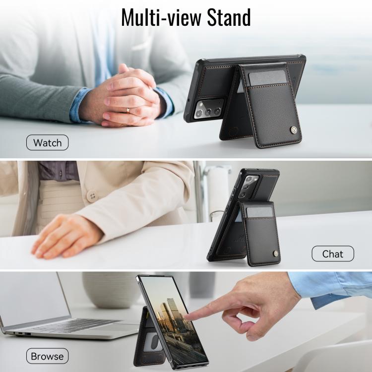 For Samsung Galaxy Note20 JEEHOOD J06 British Style RFID MagSafe Card Bag PU Phone Case