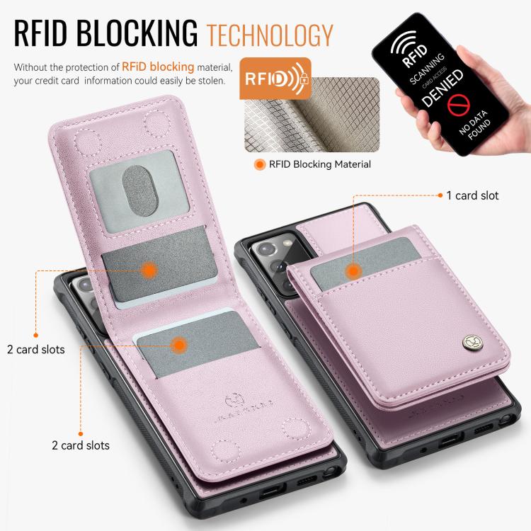 For Samsung Galaxy Note20 JEEHOOD J06 British Style RFID MagSafe Card Bag PU Phone Case