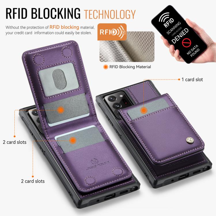 For Samsung Galaxy Note20 Ultra JEEHOOD J06 British Style RFID MagSafe Card Bag PU Phone Case
