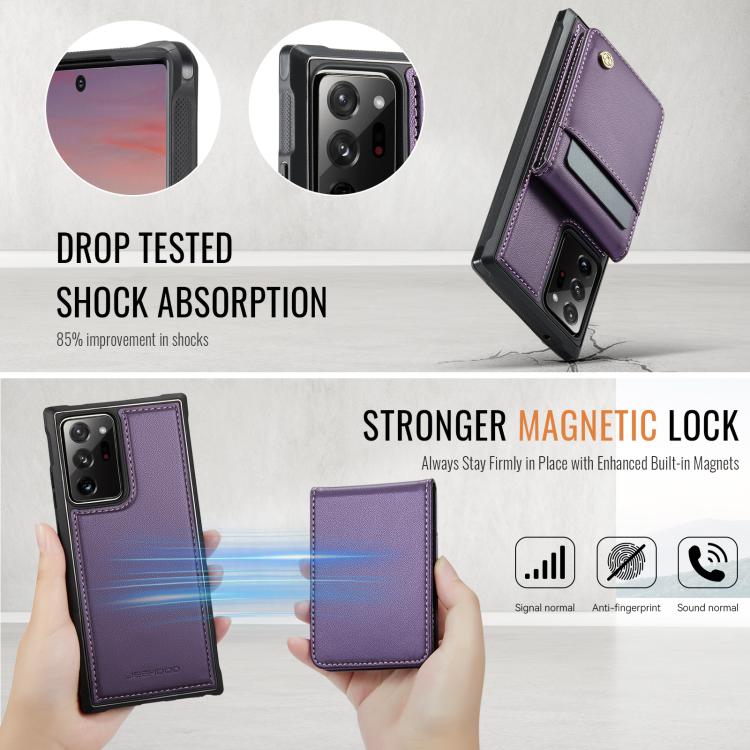 For Samsung Galaxy Note20 Ultra JEEHOOD J06 British Style RFID MagSafe Card Bag PU Phone Case
