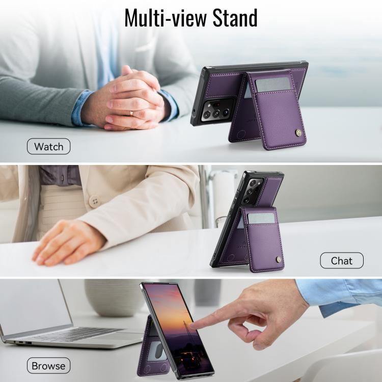 For Samsung Galaxy Note20 Ultra JEEHOOD J06 British Style RFID MagSafe Card Bag PU Phone Case