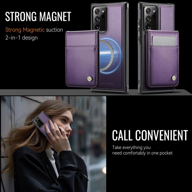 For Samsung Galaxy Note20 Ultra JEEHOOD J06 British Style RFID MagSafe Card Bag PU Phone Case