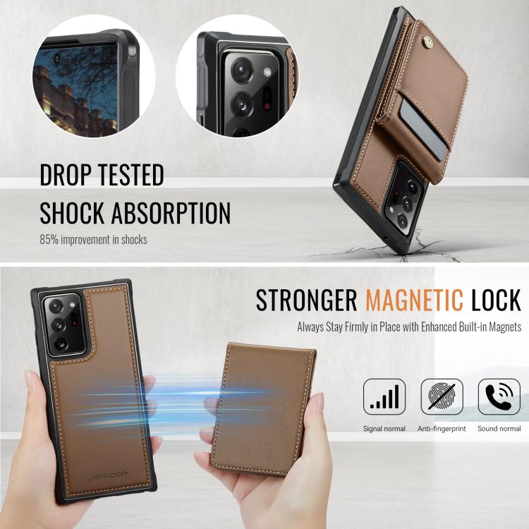 For Samsung Galaxy Note20 Ultra JEEHOOD J06 British Style RFID MagSafe Card Bag PU Phone Case