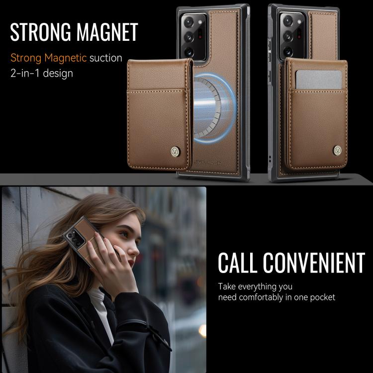 For Samsung Galaxy Note20 Ultra JEEHOOD J06 British Style RFID MagSafe Card Bag PU Phone Case