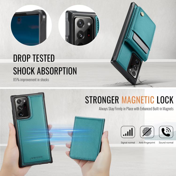 For Samsung Galaxy Note20 Ultra JEEHOOD J06 British Style RFID MagSafe Card Bag PU Phone Case