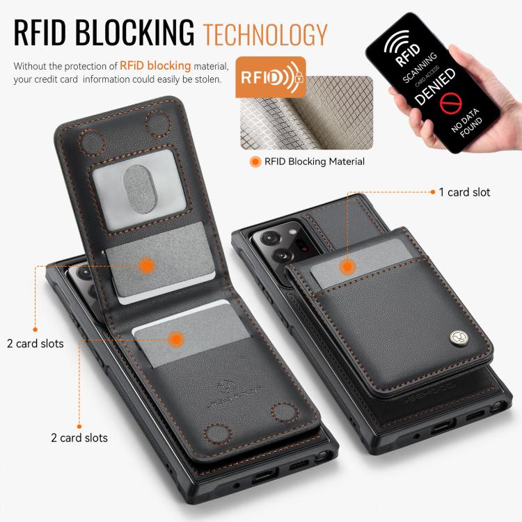 For Samsung Galaxy Note20 Ultra JEEHOOD J06 British Style RFID MagSafe Card Bag PU Phone Case