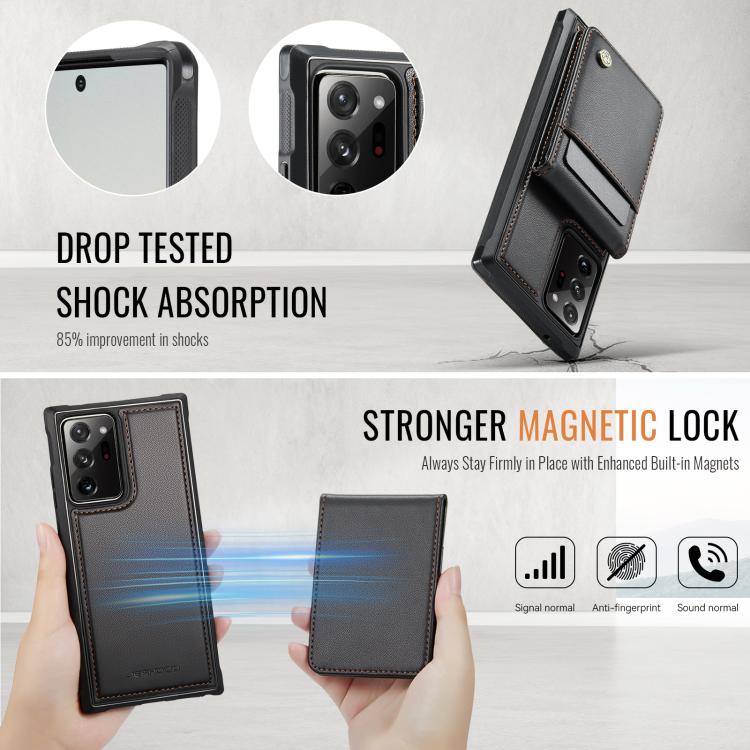 For Samsung Galaxy Note20 Ultra JEEHOOD J06 British Style RFID MagSafe Card Bag PU Phone Case