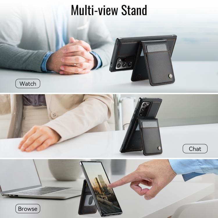 For Samsung Galaxy Note20 Ultra JEEHOOD J06 British Style RFID MagSafe Card Bag PU Phone Case