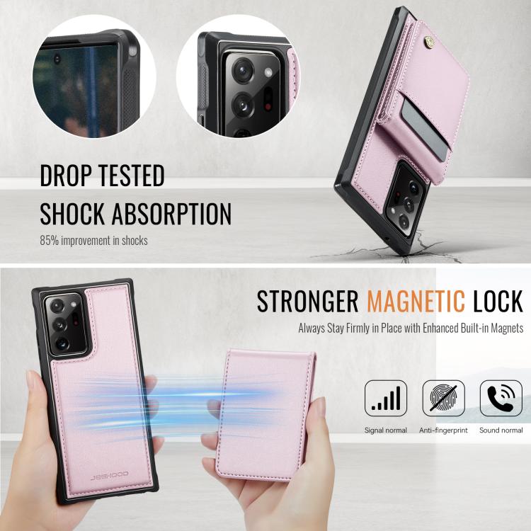 For Samsung Galaxy Note20 Ultra JEEHOOD J06 British Style RFID MagSafe Card Bag PU Phone Case