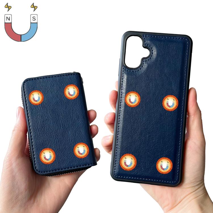 For Samsung Galaxy A06 5G / 4G Solid Color Zipper 11-Card Slots Bag Phone Case with Lanyard
