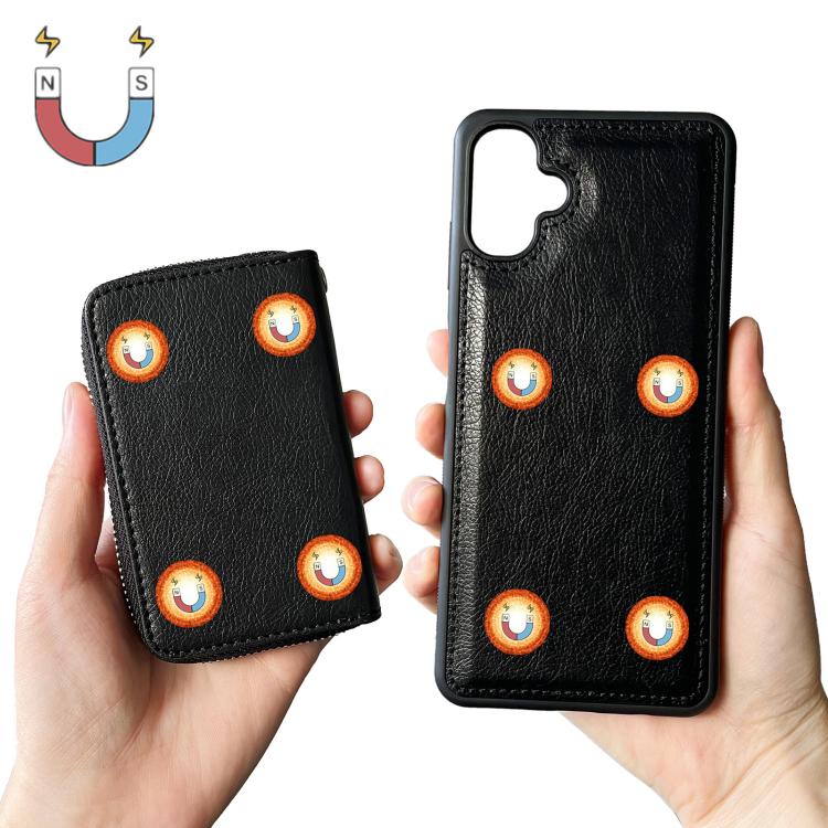 For Samsung Galaxy A06 5G / 4G Solid Color Zipper 11-Card Slots Bag Phone Case with Lanyard