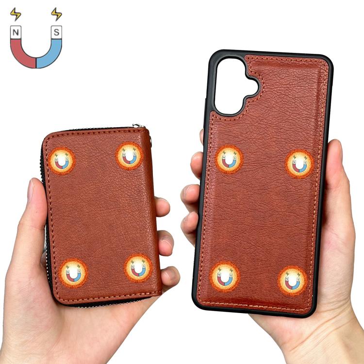 For Samsung Galaxy A06 5G / 4G Solid Color Zipper 11-Card Slots Bag Phone Case with Lanyard