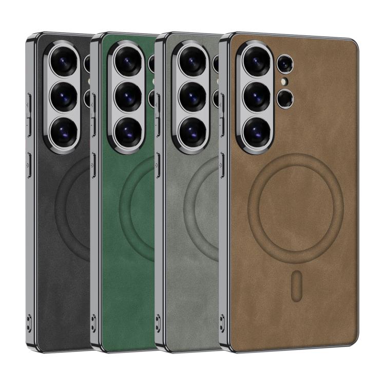 For Samsung Galaxy S26 Ultra 5G GKK Plating Leather Built-in MagSafe Frosted Phone Case
