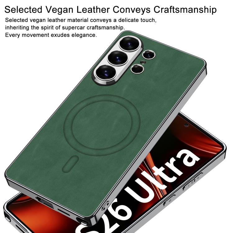 For Samsung Galaxy S26 Ultra 5G GKK Plating Leather Built-in MagSafe Frosted Phone Case