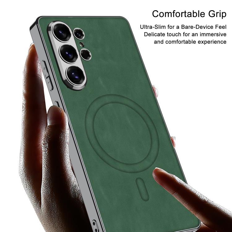 For Samsung Galaxy S26 Ultra 5G GKK Plating Leather Built-in MagSafe Frosted Phone Case