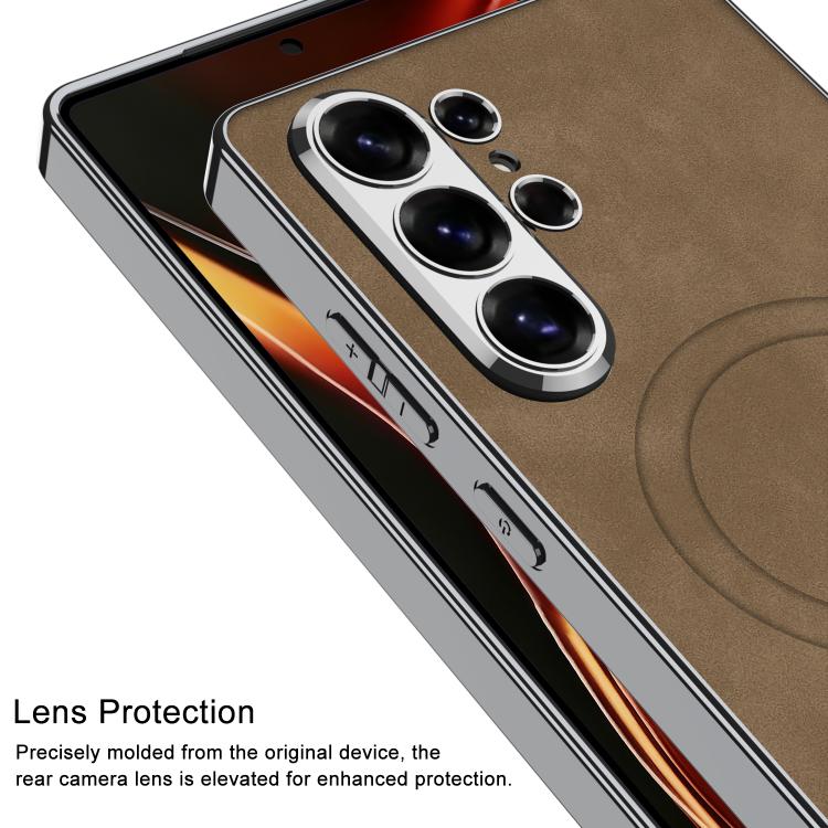 For Samsung Galaxy S26 Ultra 5G GKK Plating Leather Built-in MagSafe Frosted Phone Case