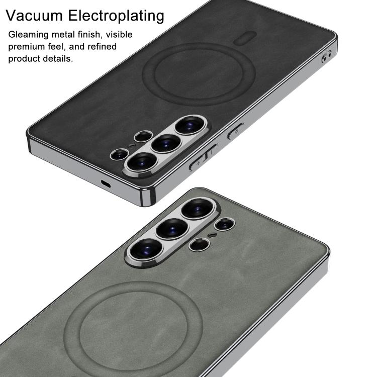 For Samsung Galaxy S26 Ultra 5G GKK Plating Leather Built-in MagSafe Frosted Phone Case