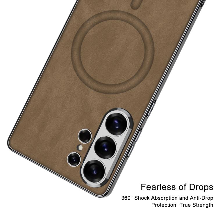 For Samsung Galaxy S26 Ultra 5G GKK Plating Leather Built-in MagSafe Frosted Phone Case