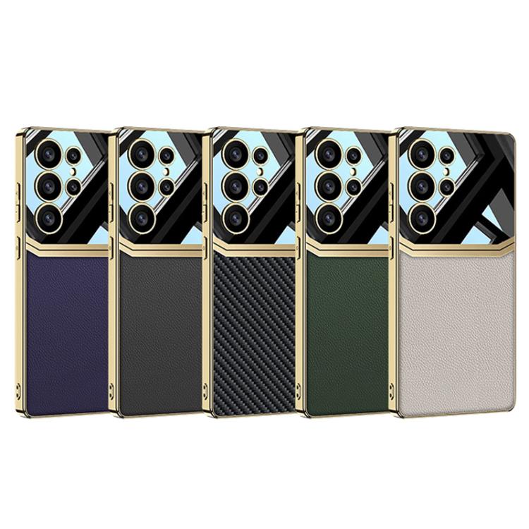 For Samsung Galaxy S25 Ultra 5G GKK Plating TPU + Leather Lens Protection Full Coverage Phone Case