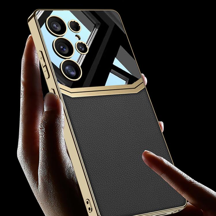 For Samsung Galaxy S25 Ultra 5G GKK Plating TPU + Leather Lens Protection Full Coverage Phone Case