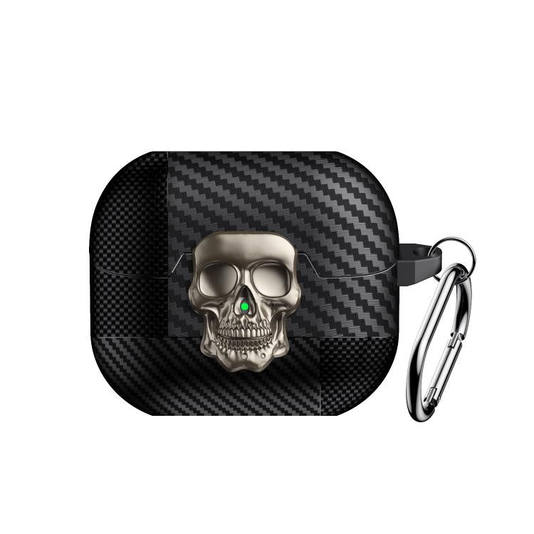 For Samsung Galaxy Buds3 Pro Carbon Fiber Pattern Skull Lock Bluetooth Earphone Protective Case