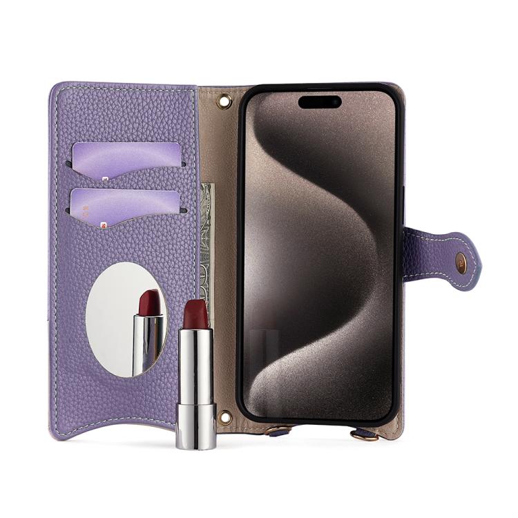 For iPhone 12 Pro Max Crossbody Chain Fishtail Litchi Leather Phone Case