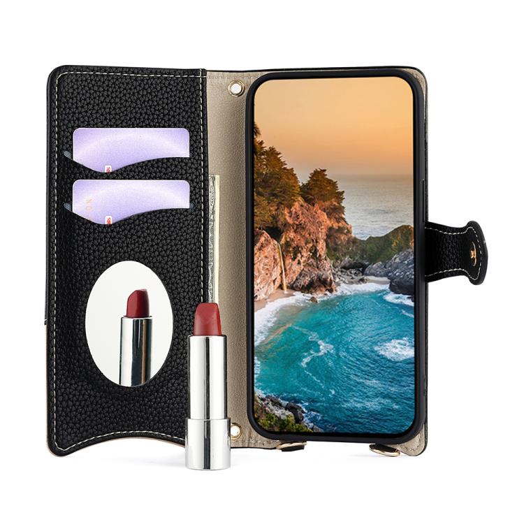 For iPhone 17 Pro Max Crossbody Chain Fishtail Litchi Leather Phone Case