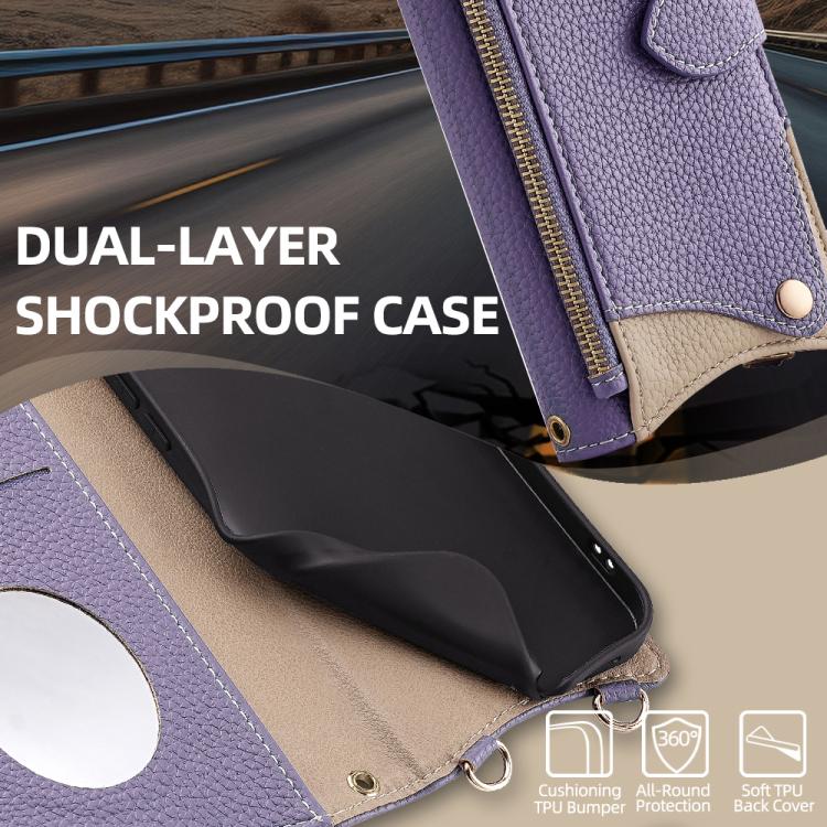For iPhone 17 Pro Max Crossbody Chain Fishtail Litchi Leather Phone Case