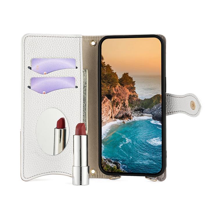For iPhone 17 Pro Max Crossbody Chain Fishtail Litchi Leather Phone Case