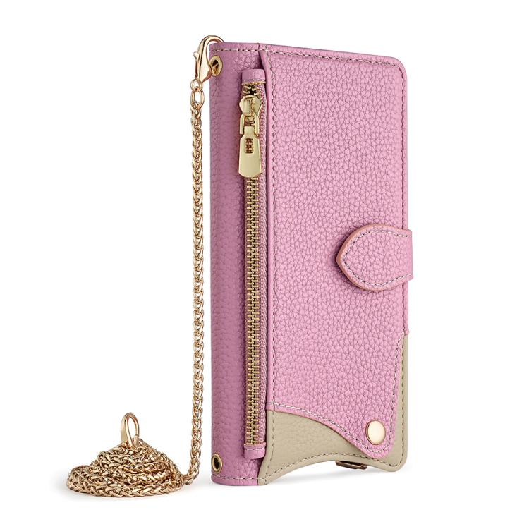 For iPhone 17 Pro Crossbody Chain Fishtail Litchi Leather Phone Case