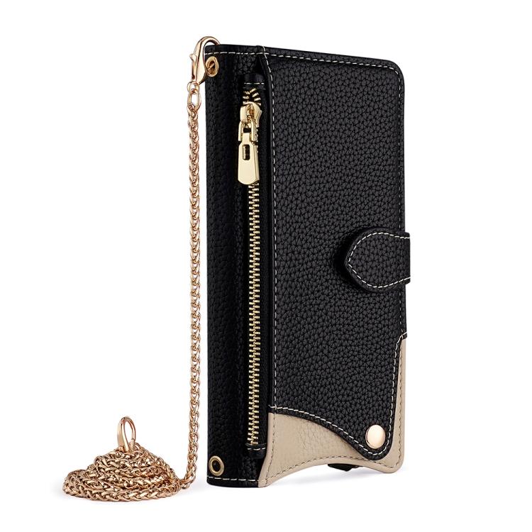 For iPhone 17 Crossbody Chain Fishtail Litchi Leather Phone Case