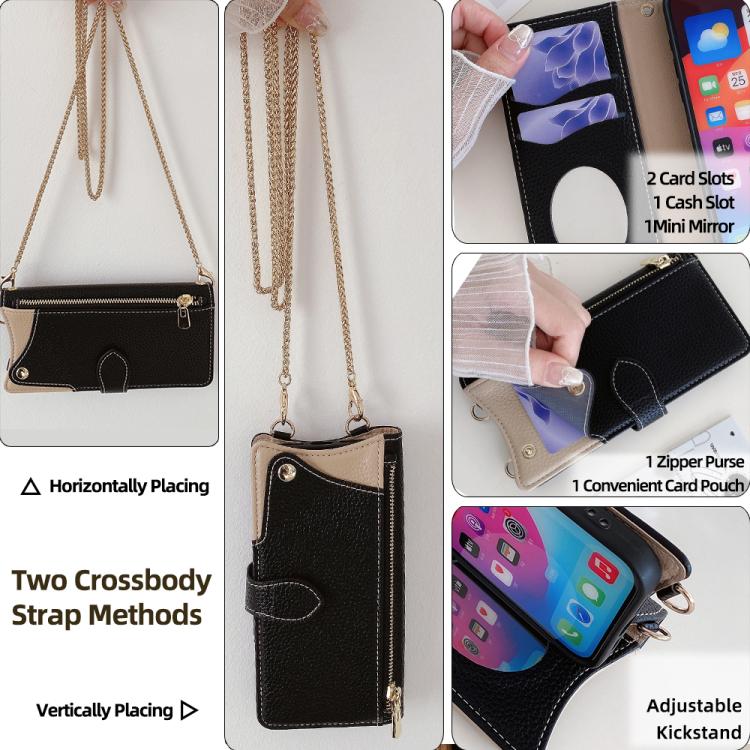 For iPhone 17 Crossbody Chain Fishtail Litchi Leather Phone Case