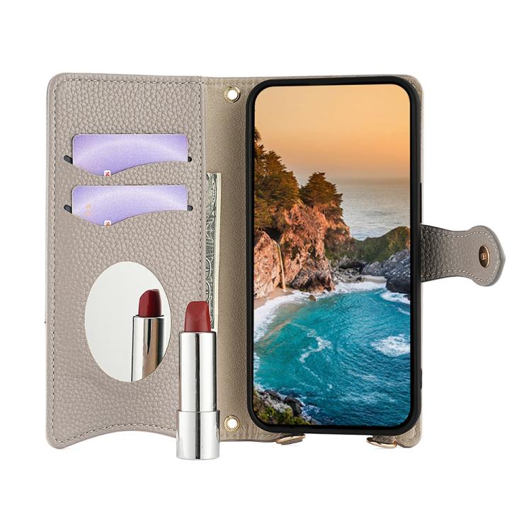 For iPhone 17 Crossbody Chain Fishtail Litchi Leather Phone Case