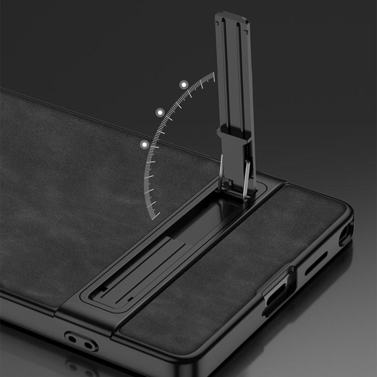 For Samsung Galaxy S25 Ultra 5G GKK Triumph Ultra-Thin Frosted Leather Phone Case with Holder
