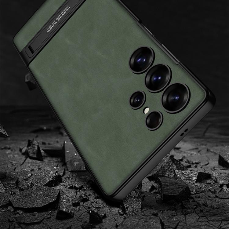 For Samsung Galaxy S25 Ultra 5G GKK Triumph Ultra-Thin Frosted Leather Phone Case with Holder