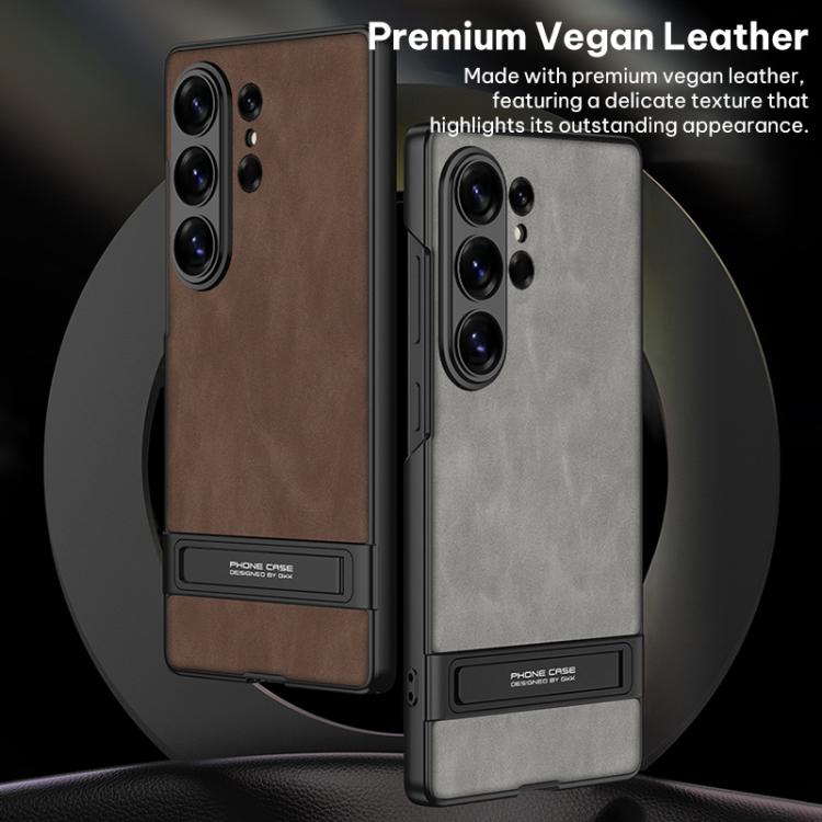 For Samsung Galaxy S26 Ultra 5G GKK Triumph Ultra-Thin Frosted Leather Phone Case with Holder